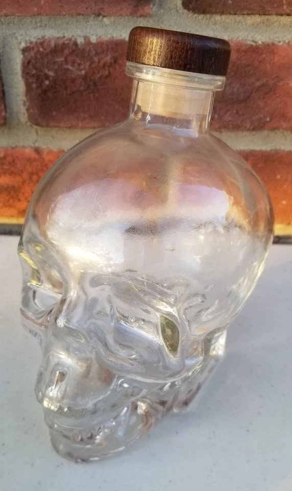 3 Empty Glass Bottles - Devil Head, Skull, Small Skull - photo 5