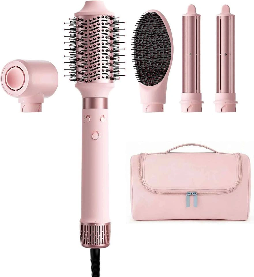 MESCOMB 5-in-1 Dual Voltage Hair Dryer Brush (Pink)