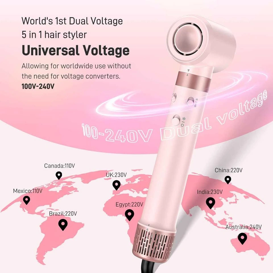 MESCOMB 5-in-1 Dual Voltage Hair Dryer Brush (Pink) - photo 4