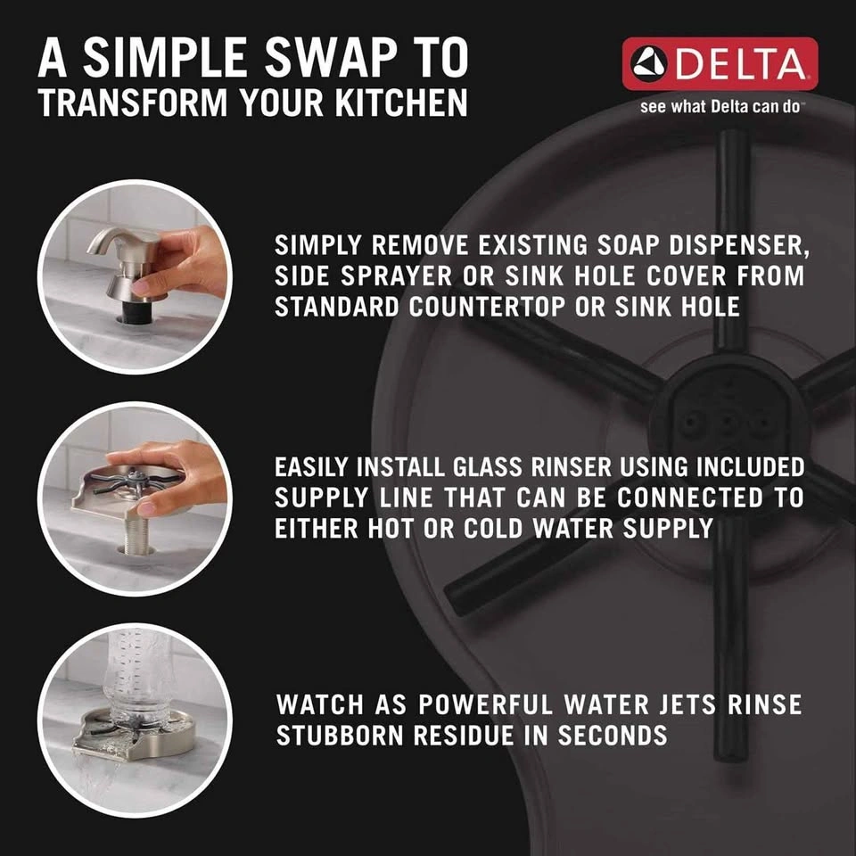 Delta Faucet Glass Rinser for Kitchen Sinks SpotShield Stainless - photo 4