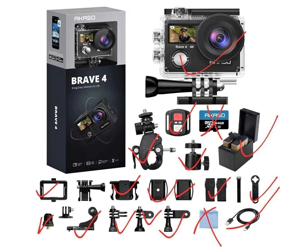 AKASO Brave 4 4K Action Camera Bundle