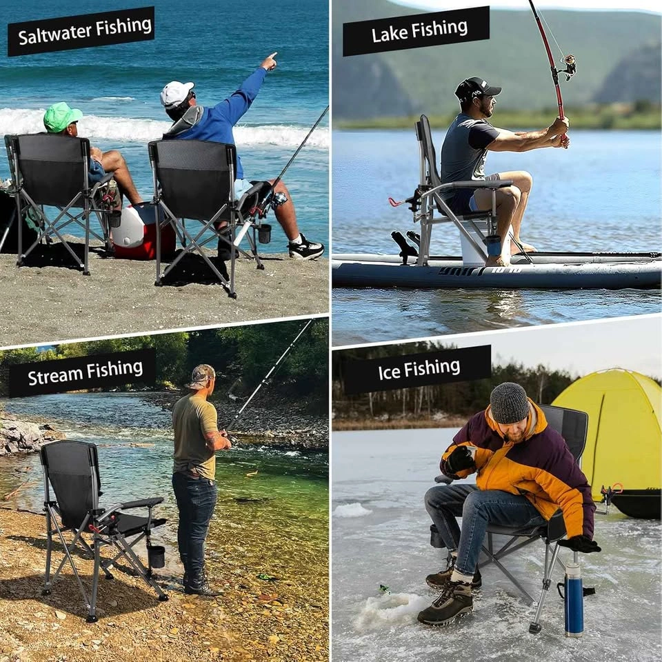 Thallike Heavy Duty Folding Fishing Chair w/ 360° Rod Holder (Gr - photo 5