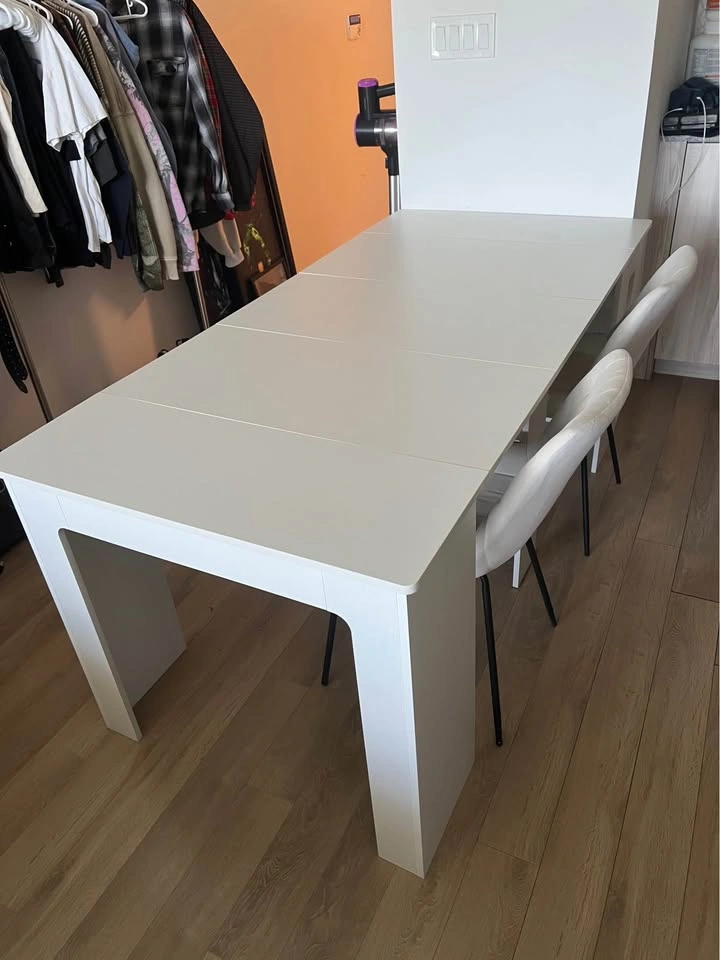 Dining Table White Extendable w Chairs - photo 4