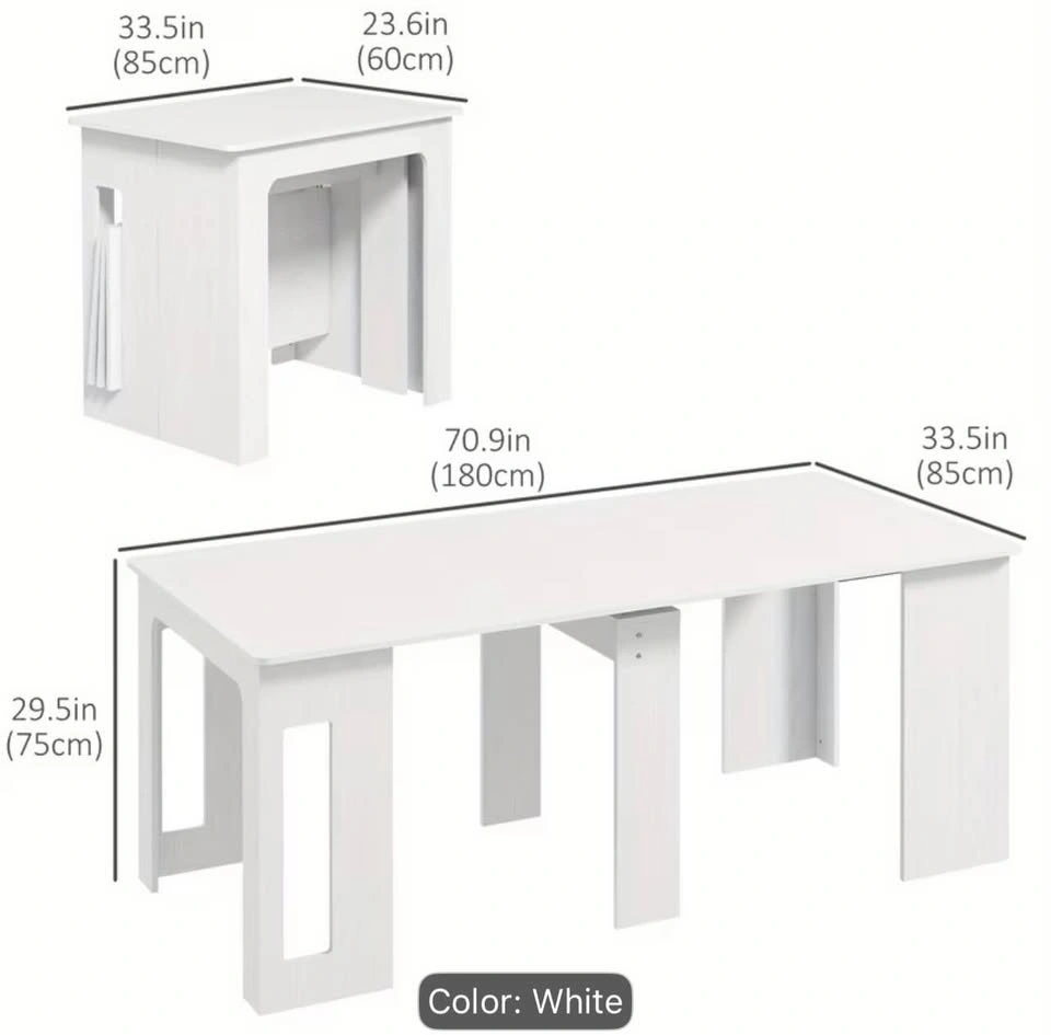 Dining Table White Extendable w Chairs - photo 5