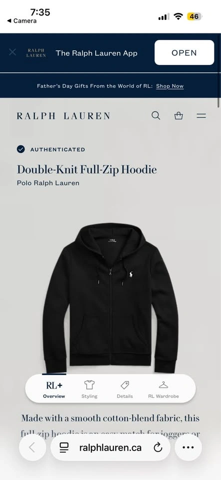 Black Polo Ralph Lauren Hoodie - Size Medium Mens - photo 5
