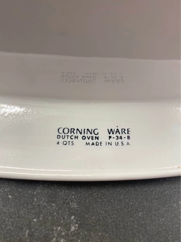Vintage Corning Ware Dutch Oven w/ Lid & Rack P-34-B - photo 3