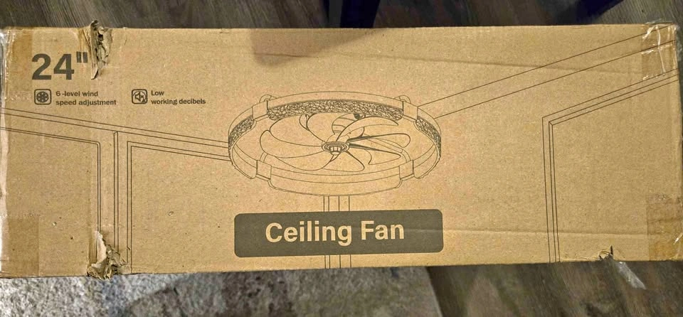 24 Inch Low Profile Ceiling Fan with Light & Remote
