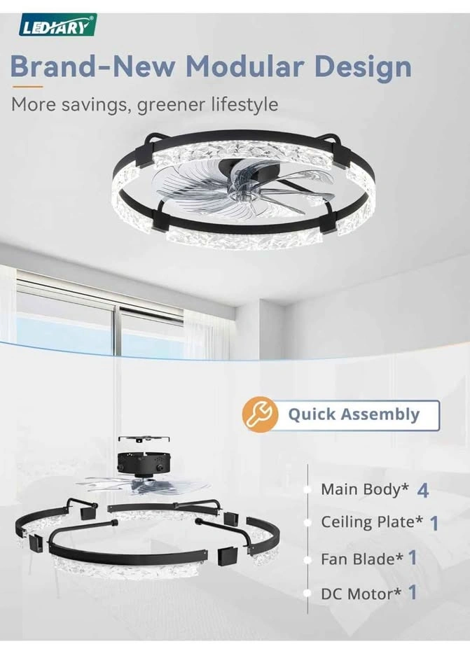 24 Inch Low Profile Ceiling Fan with Light & Remote - photo 3
