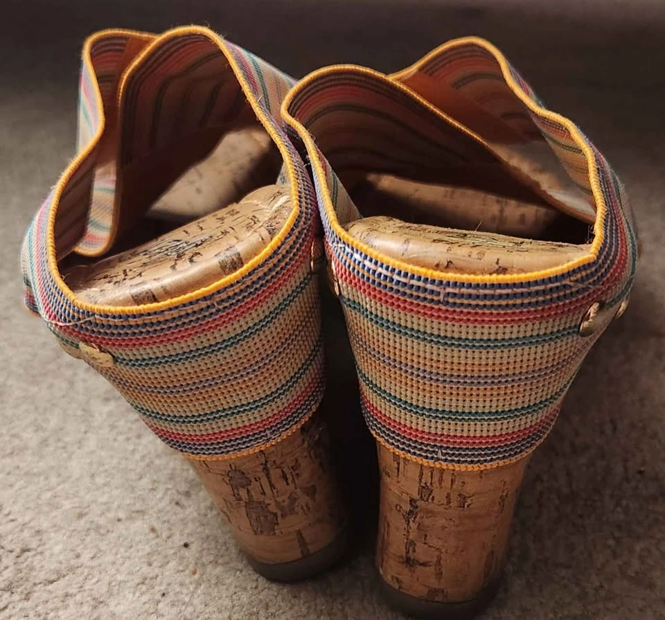 g21 Multicolor Striped Cork Wedge Sandals Size 9 - photo 4