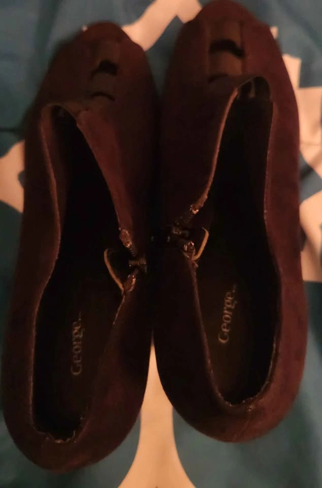 George Black Suede Peep Toe Wedge Booties Size 10 - photo 5