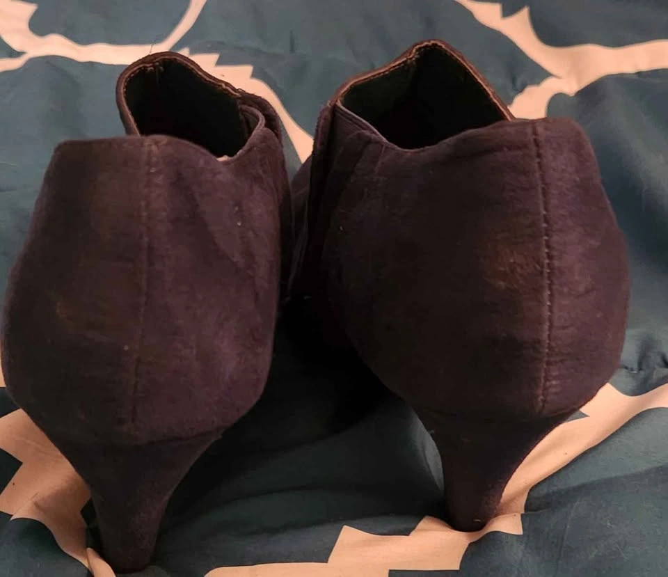 George Dark Teal Suede Wedge Booties Size 10 - photo 2