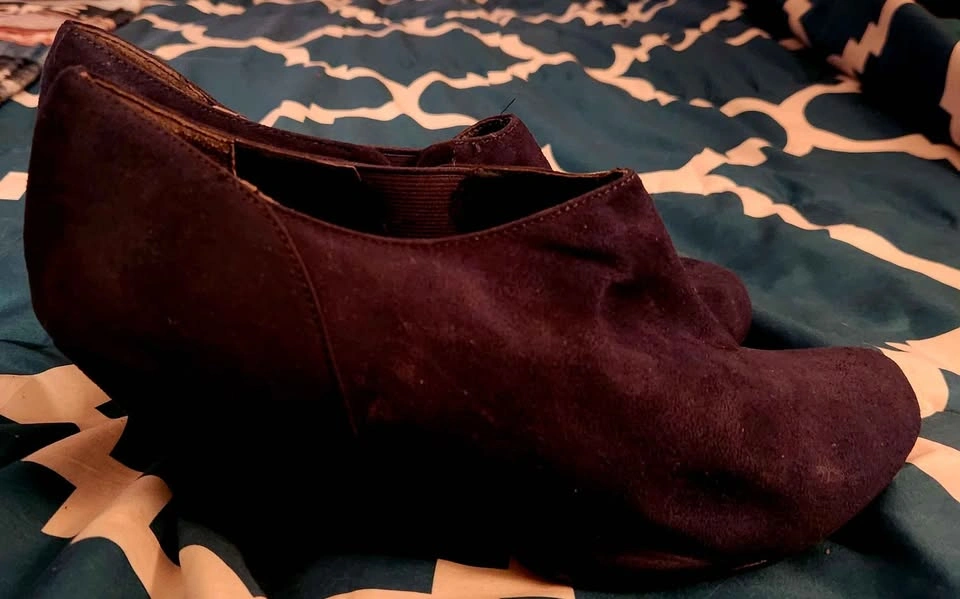 George Dark Teal Suede Wedge Booties Size 10 - photo 3