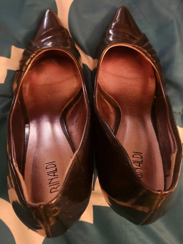 RINALDI Charcoal Pointed Toe Kitten Heels Size 10 - photo 3
