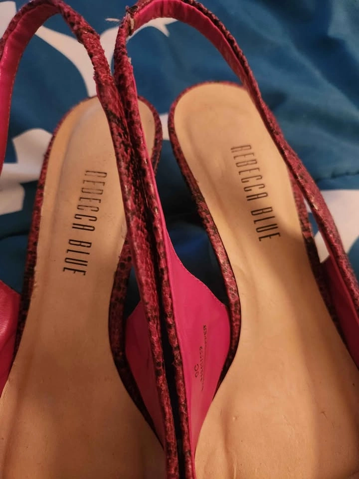 Rebecca Blue Pink Snakeskin Slingback Heels - photo 4