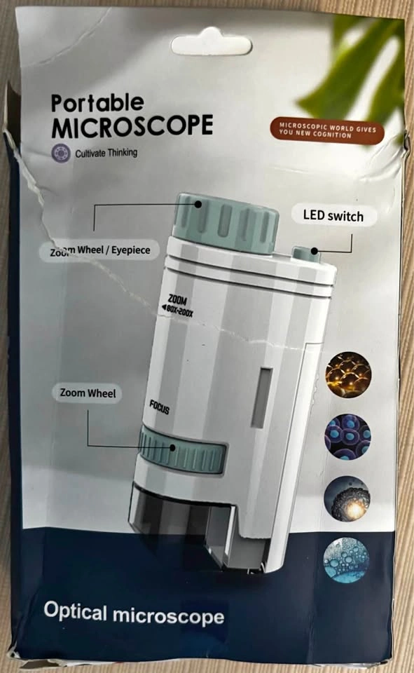 Portable Mini Microscope – 60x-200x – Open box