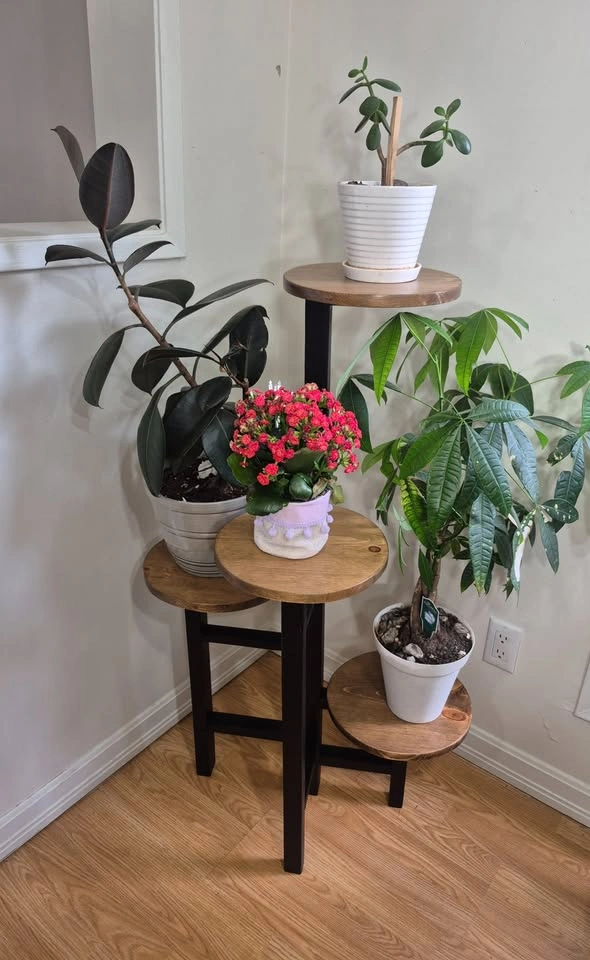45" 4 Tier Solid Wood Plant Stand - Rustic Handmade - photo 2