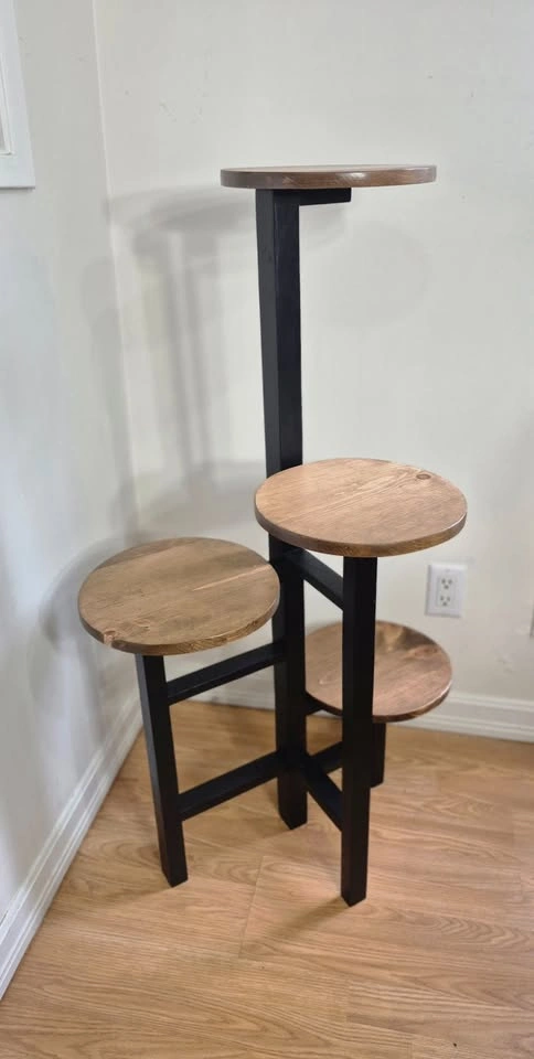 45" 4 Tier Solid Wood Plant Stand - Rustic Handmade - photo 3