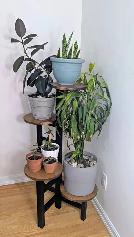 45" 4 Tier Plant Stand - Solidwood, Rustic Plant Stand, Handmade