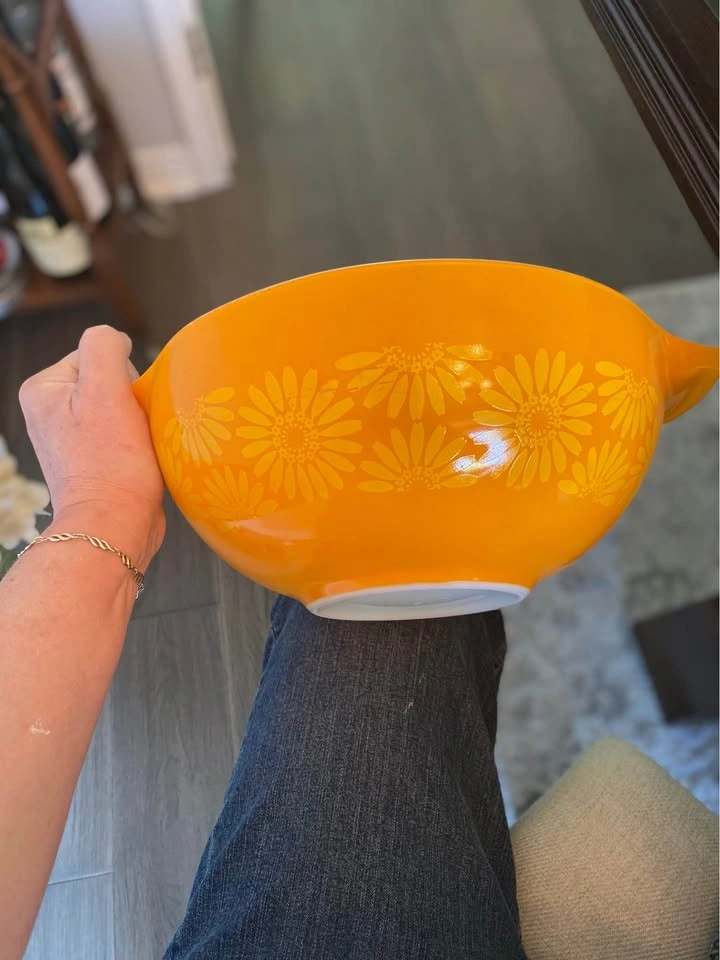 Vintage 4 Qt Pyrex Cinderella Mixing Bowl Sunflower Daisy #444 - photo 2