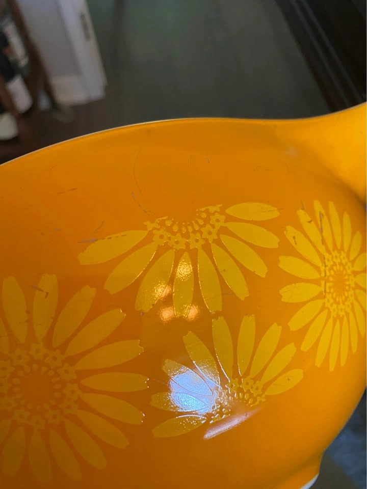 Vintage 4 Qt Pyrex Cinderella Mixing Bowl Sunflower Daisy #444 - photo 3