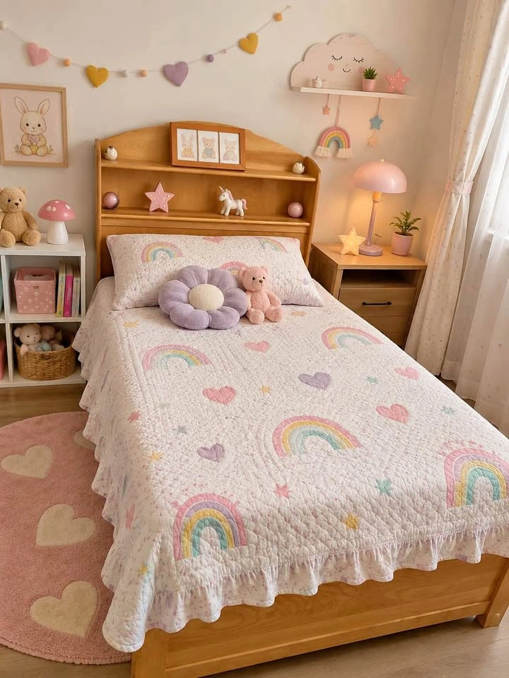 Wooden Twin Bed Frame with Bookshelf Headboard
