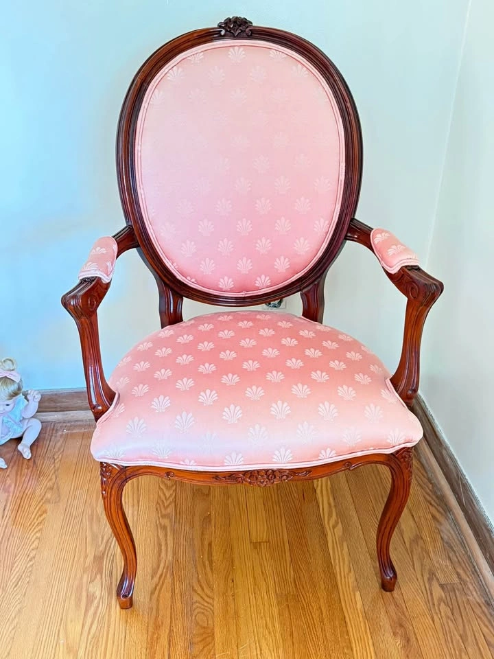 Vintage Louis XV Style Medallion Back Armchair