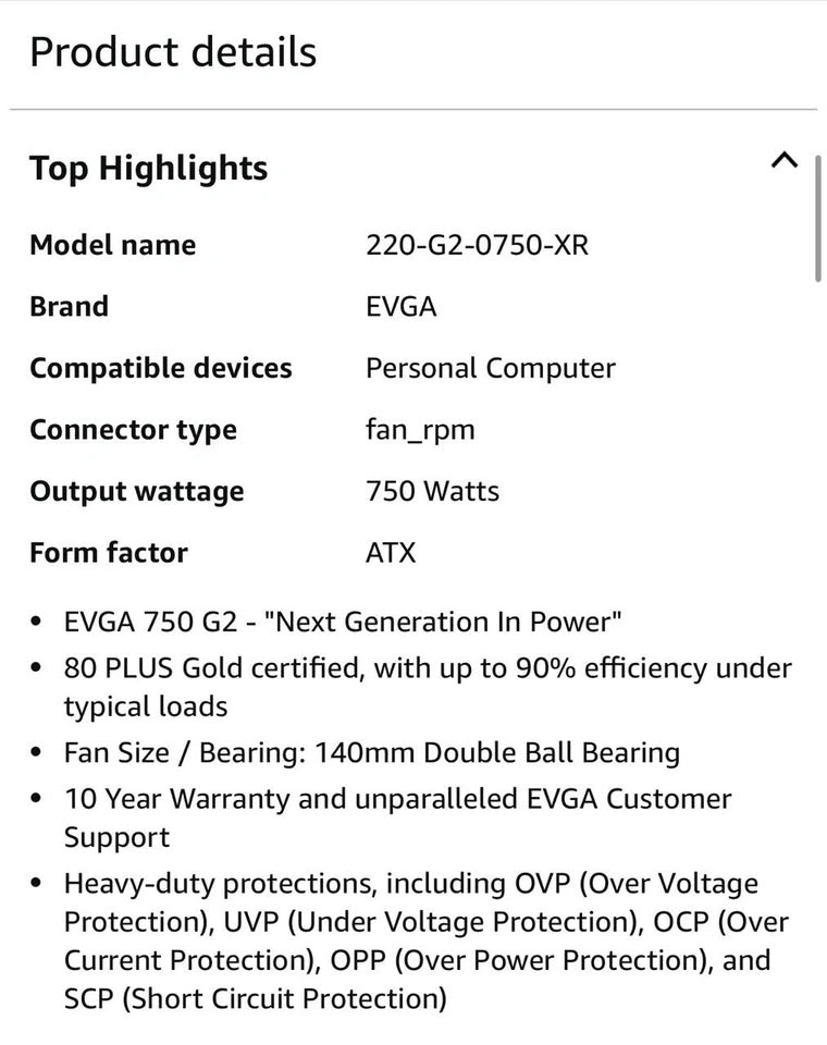 EVGA SuperNOVA 750 G2 750W 80+ Gold Fully Modular PSU - photo 4