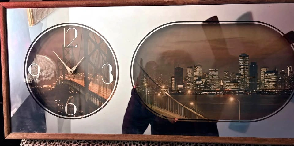 Vintage City Skyline Wooden Wall Clock