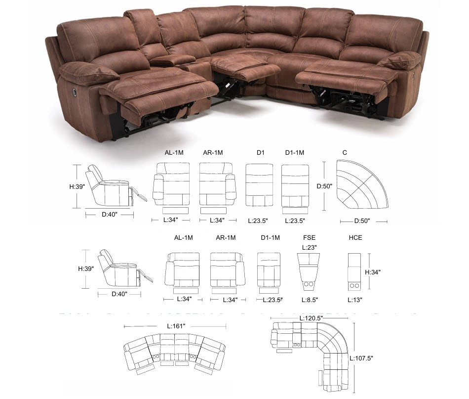 9 Pc Roselle Sectional Sofa - Brown + Covers - photo 4