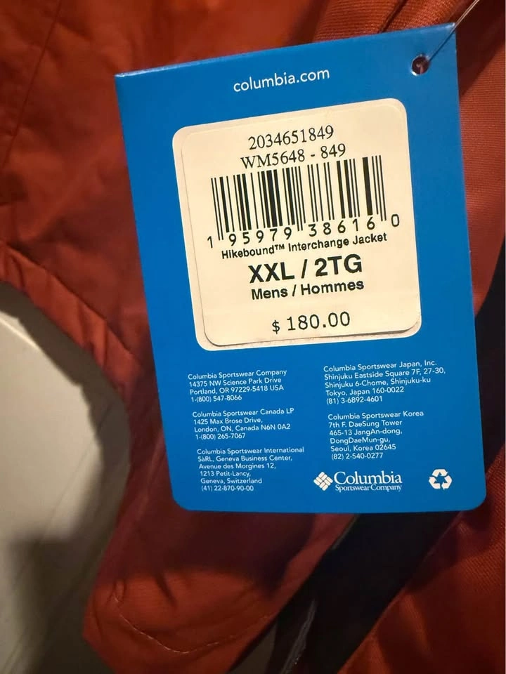 Men's Columbia Hikebound Interchange Jacket - Orange/Gray - XXL - photo 2