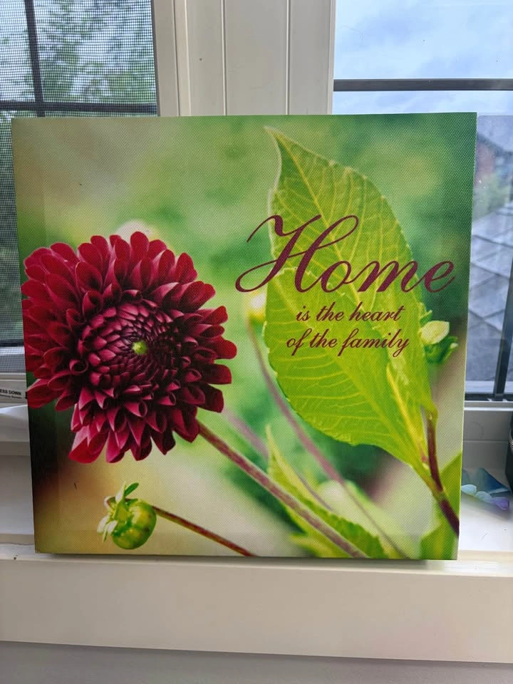 Dahlia Flower Canvas Wall Art "Home is the heart of the family" - photo 2