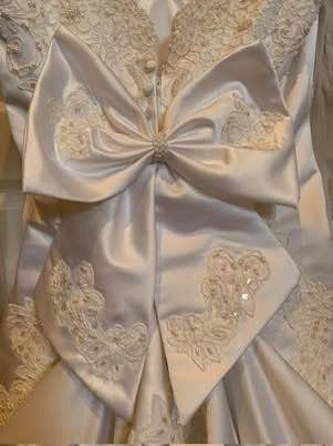 White Lace Long Sleeve Wedding Dress with Bow Back and Train - photo 5
