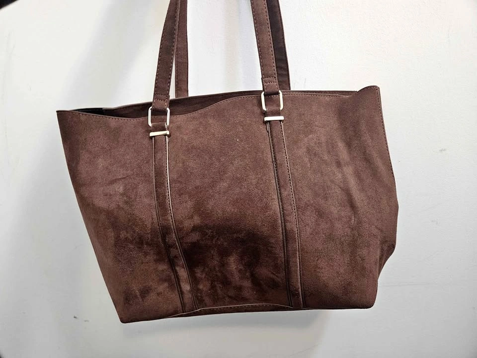 Vintage Brown Suede-like Tote Bag
