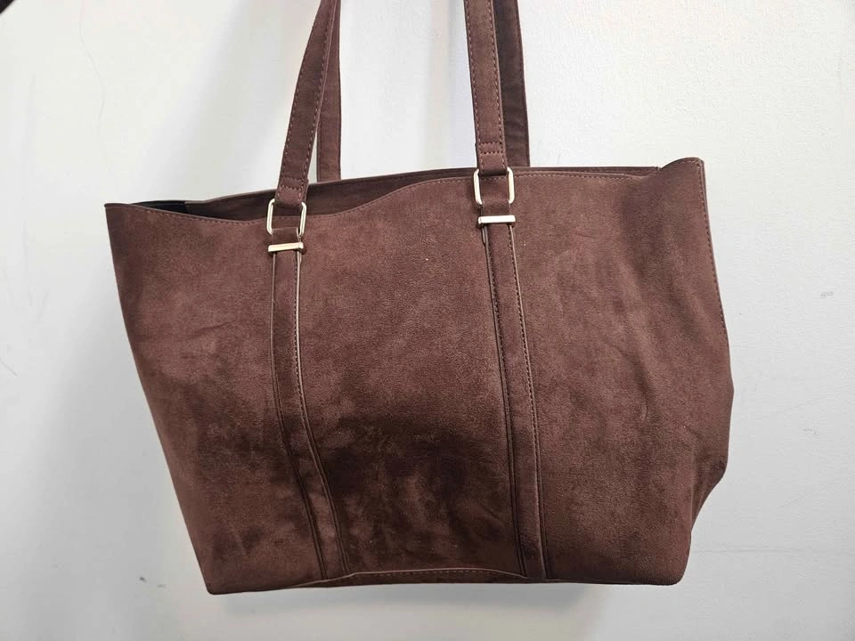 Vintage Brown Suede-like Tote Bag - photo 2