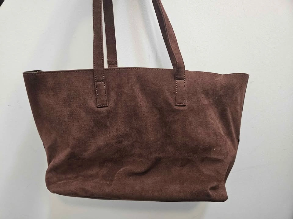 Vintage Brown Suede-like Tote Bag - photo 3