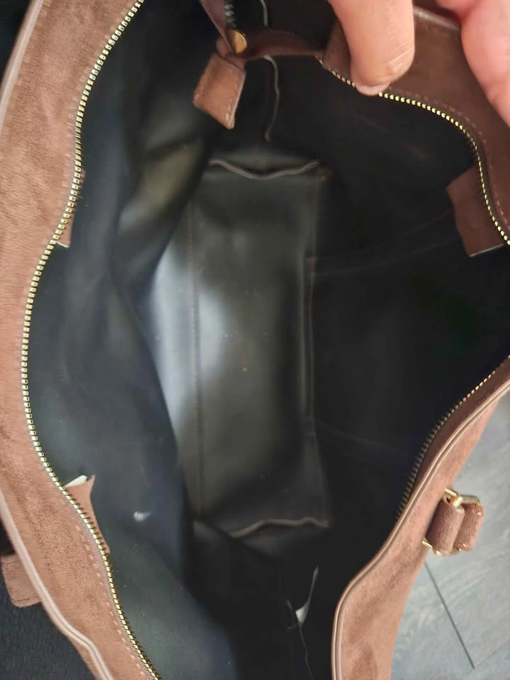 Vintage Brown Suede-like Tote Bag - photo 4