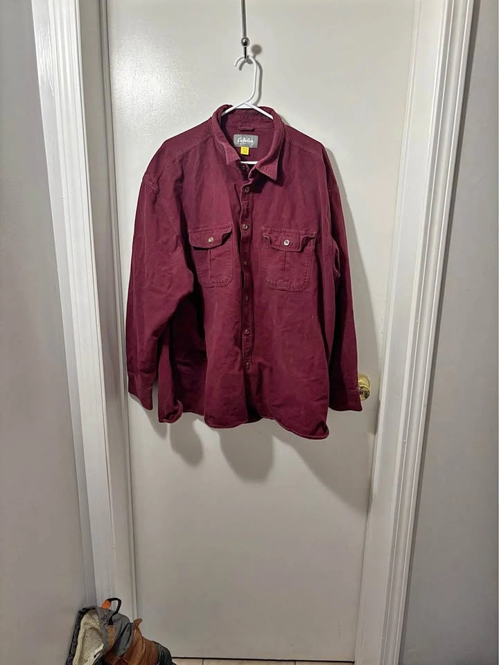Cabela's Long Sleeve Button-Down Shirt - Burgundy, 3XL