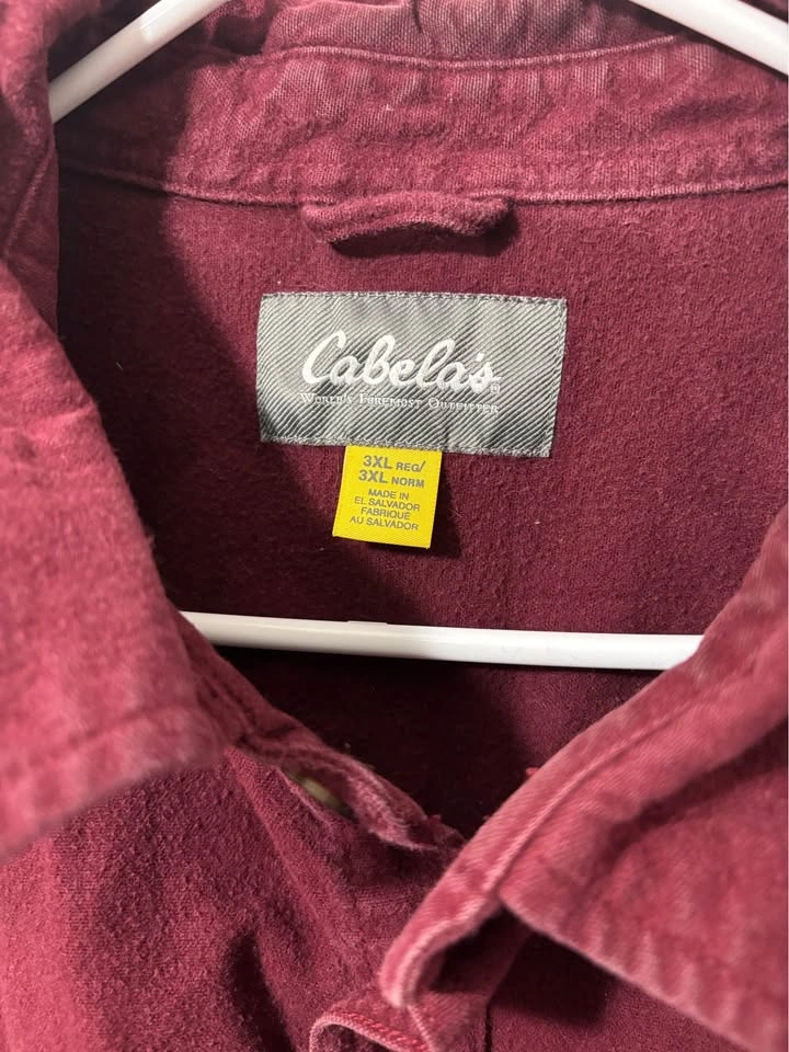 Cabela's Long Sleeve Button-Down Shirt - Burgundy, 3XL - photo 2