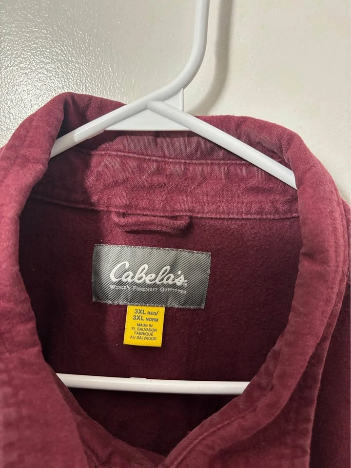 Cabela's Long Sleeve Button-Down Shirt - Burgundy, 3XL - photo 5