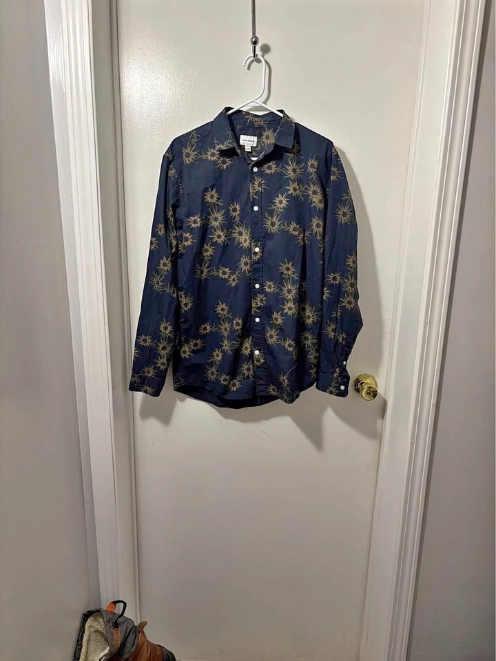 Frank And Oak Men's Size M Long Sleeve Floral Button Up Shirt