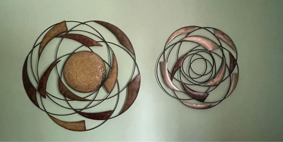 Abstract Circular Metal Wall Art Set Bronze Copper Finish - photo 2