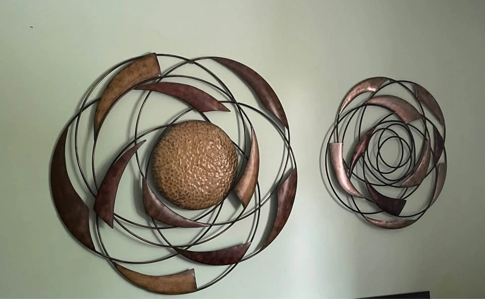 Abstract Circular Metal Wall Art Set Bronze Copper Finish - photo 3