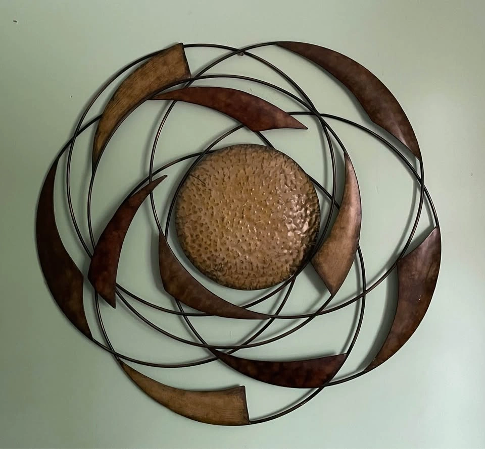 Abstract Circular Metal Wall Art Set Bronze Copper Finish - photo 4