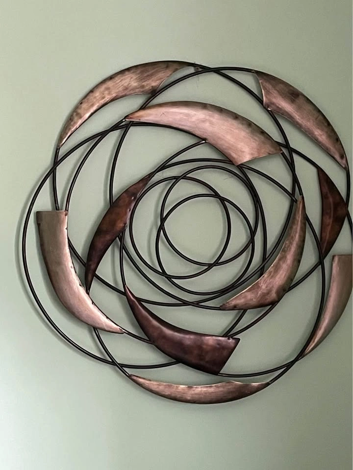Abstract Circular Metal Wall Art Set Bronze Copper Finish - photo 5