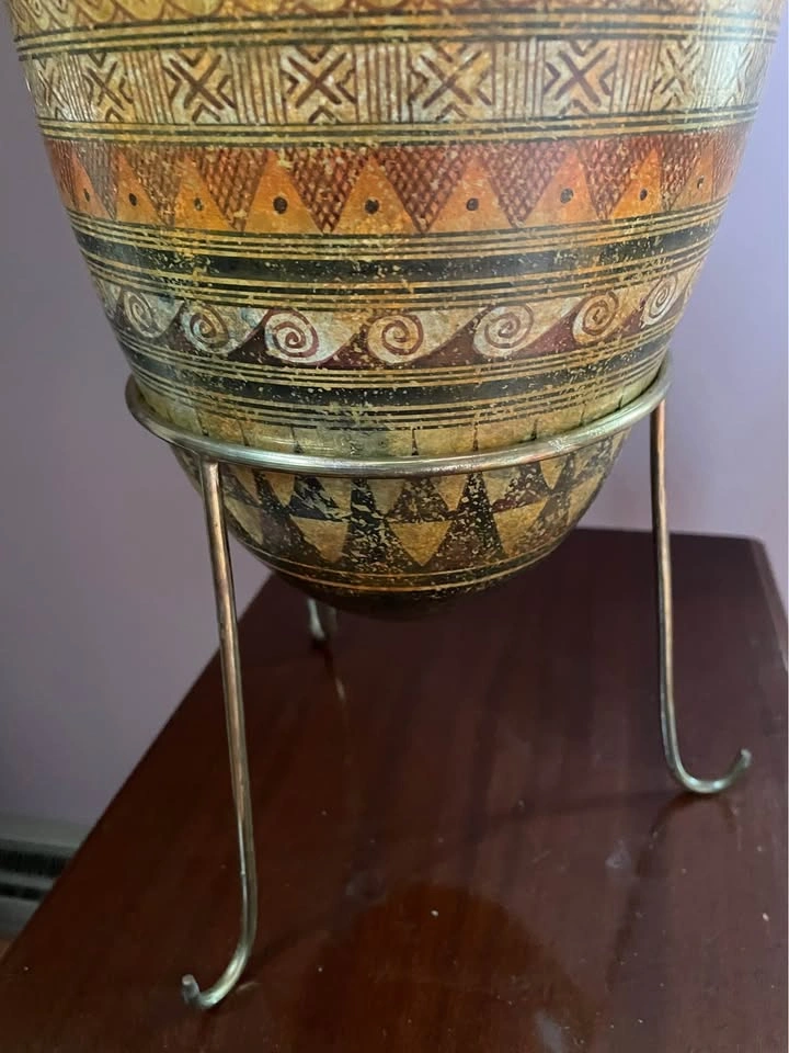 Hand-Painted Greek Amphora Museum Copy Replica w/ Stand - photo 2