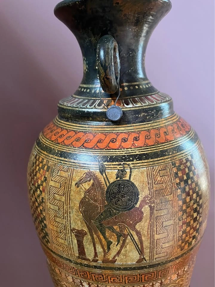 Hand-Painted Greek Amphora Museum Copy Replica w/ Stand - photo 3