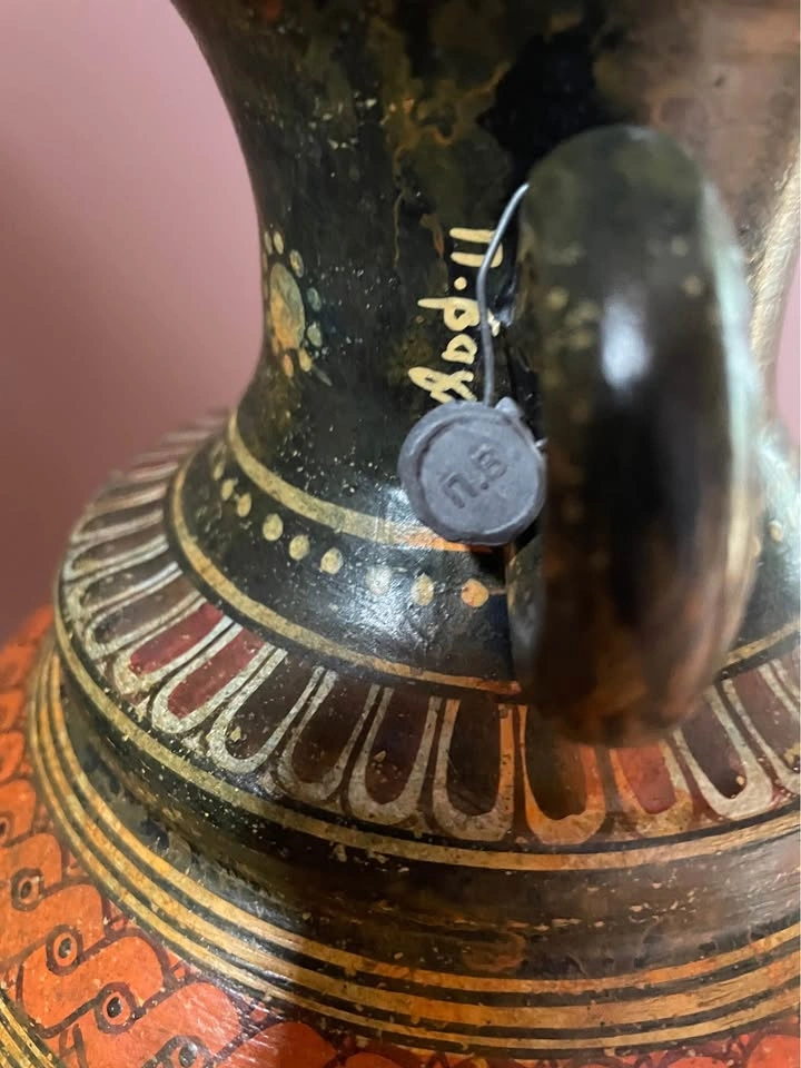 Hand-Painted Greek Amphora Museum Copy Replica w/ Stand - photo 5