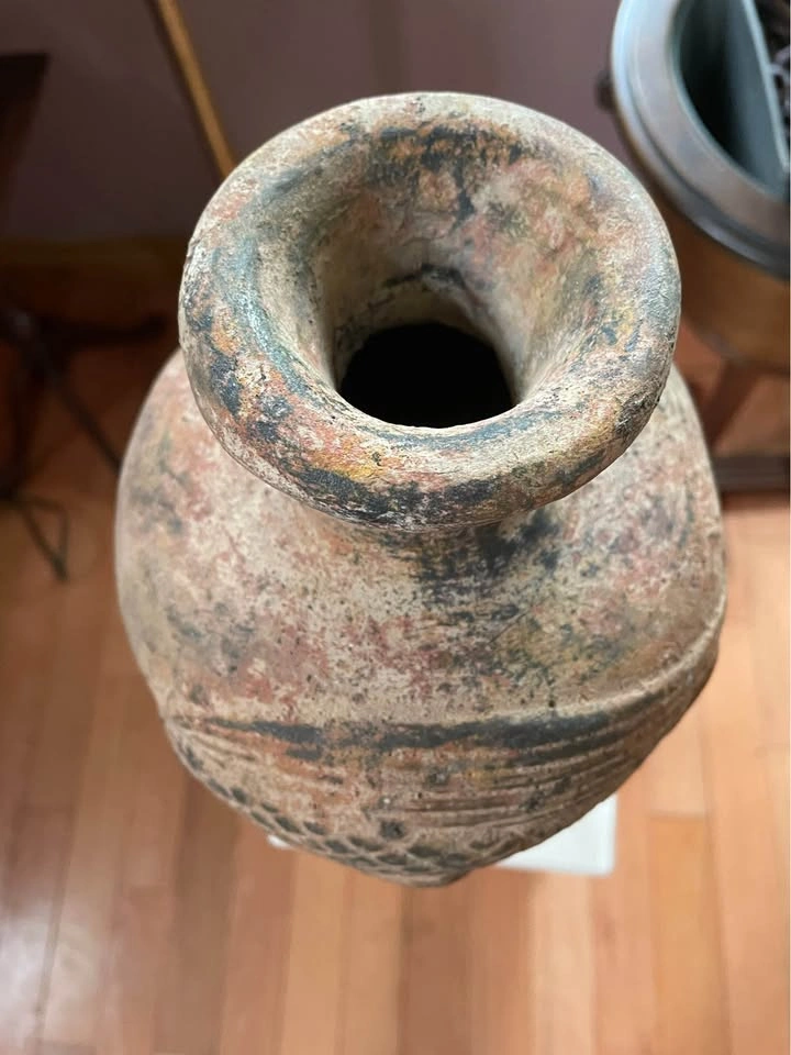 Rustic Hand-Painted Terracotta Fish Planter Pot with Metal Stand - photo 3