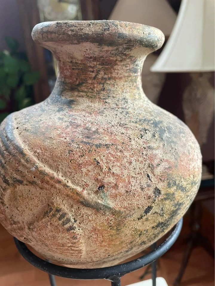 Rustic Hand-Painted Terracotta Fish Planter Pot with Metal Stand - photo 5