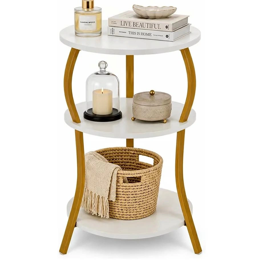 3-Tier Round End Table - Slim Waist Sofa Side Table (NIB)